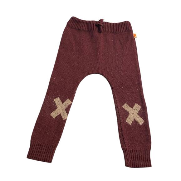 Minimalist Cozy Knit Toddler Pants Maroon X-Knee Tinycottons 2Y - Picture 2 of 5
